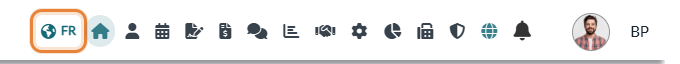FR link with a globe icon in the top bar of Colib