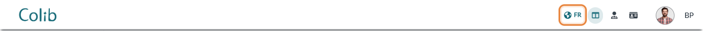 Language link in the top bar of the client portal