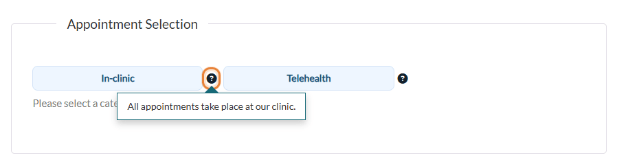 Description of a category opened in a bubble on the booking page