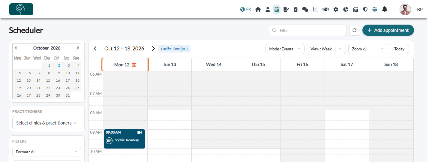 Statutory holiday marked with an orange calendar icon in the scheduler