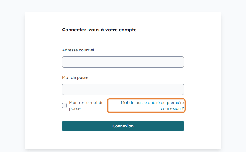 Page de connexion du portail client avec le lien Mot de passe oublié ou première connexion ?