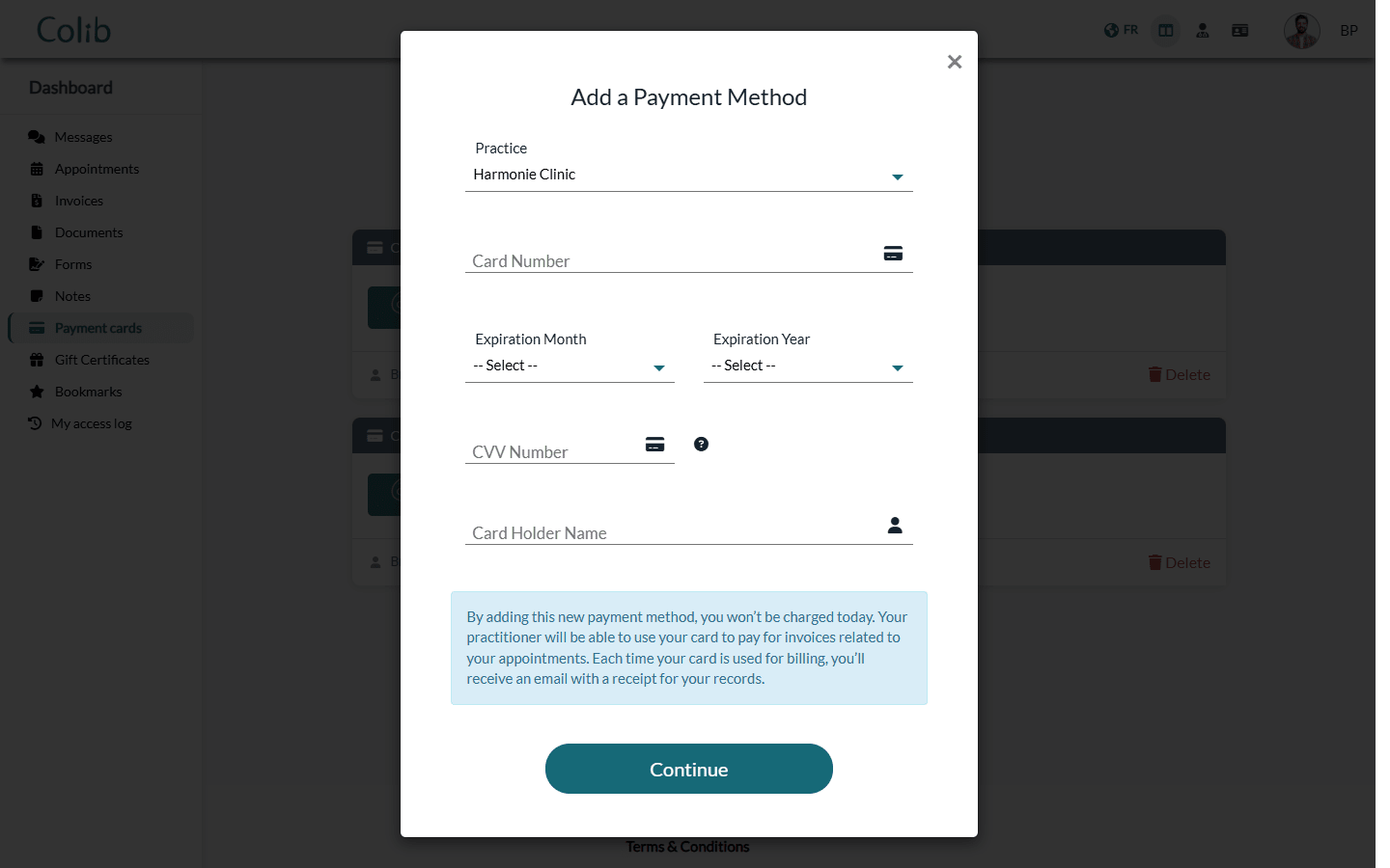 Add a Payment Method window