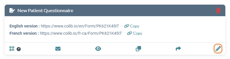 Edit icon at the bottom right of a form in the Templates tab