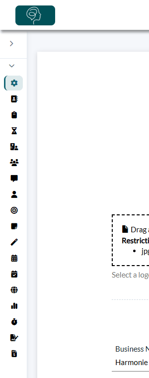 Side menu of the Settings reduced to a column of icons