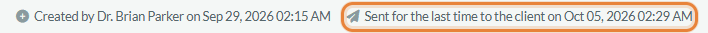Date of the last email sent at the top of an invoice