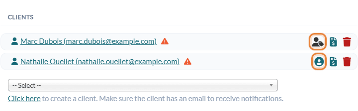 Default payer icons next to the clients of the appointment