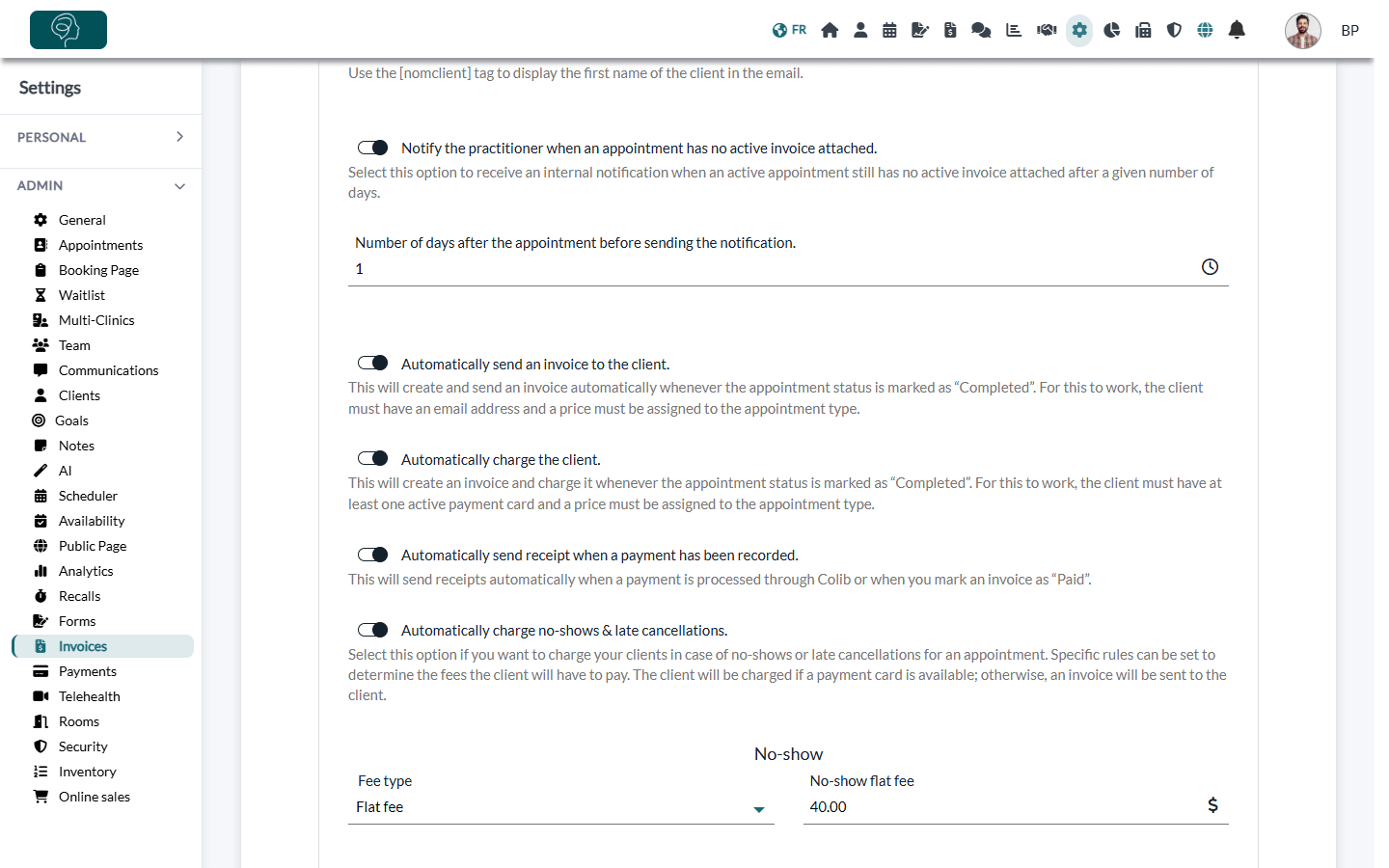 Automation section in Settings > Invoices