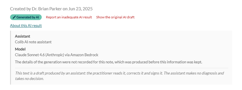 About this AI result section with the assistant and the model