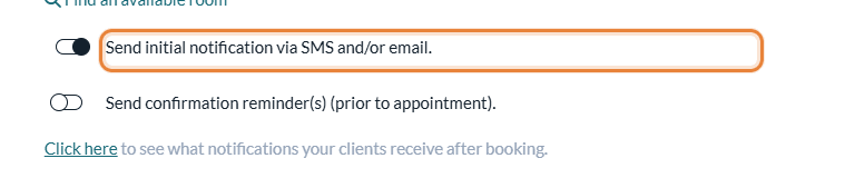 Send initial notification via SMS and/or email option of the appointment window