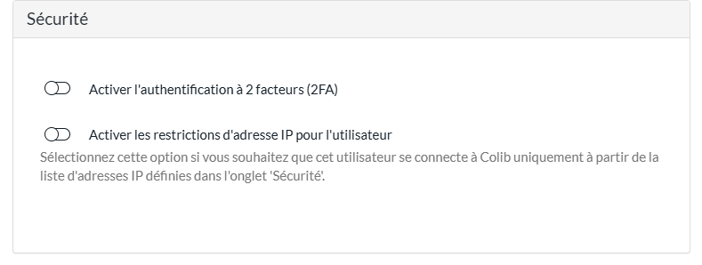 Section Sécurité d'un membre de l'équipe