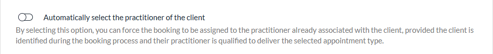Automatically select the practitioner of the client option in Settings > Booking Page