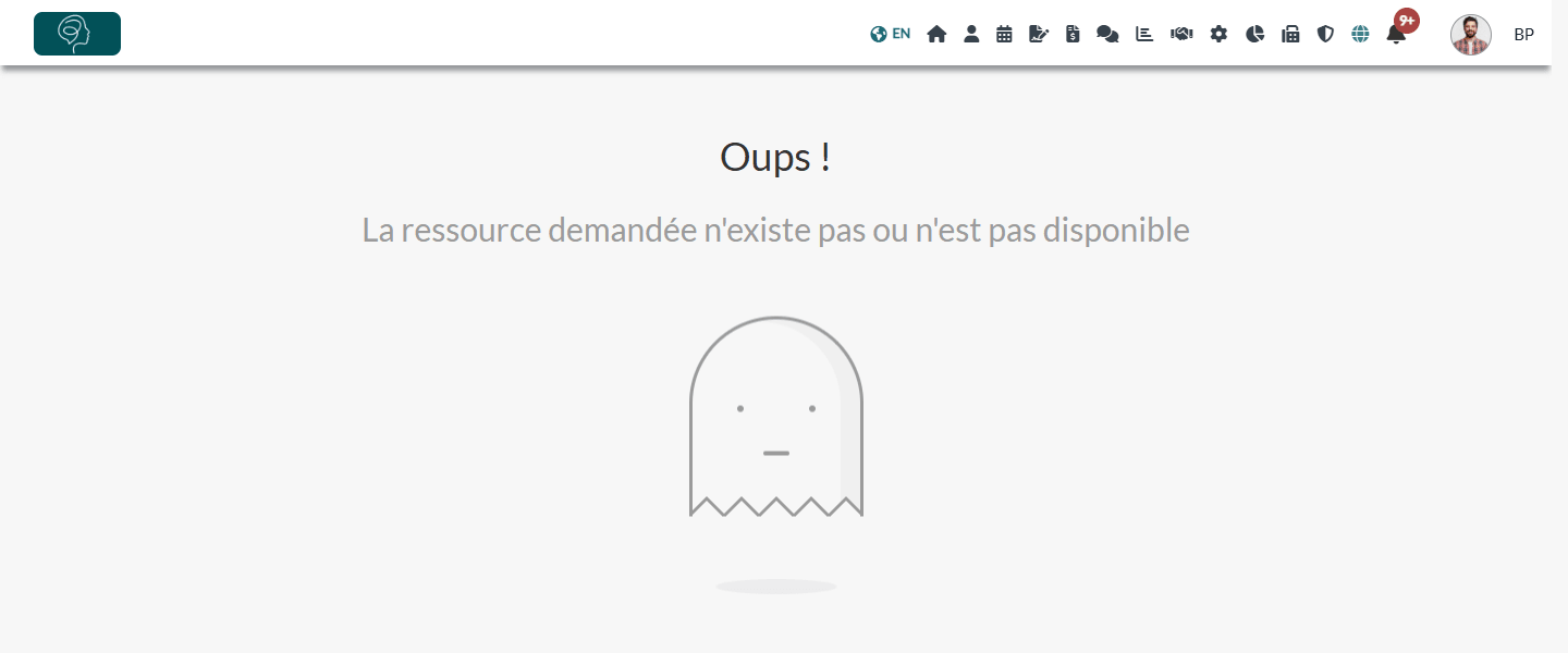 Page Oups ! : La ressource demandée n'existe pas ou n'est pas disponible