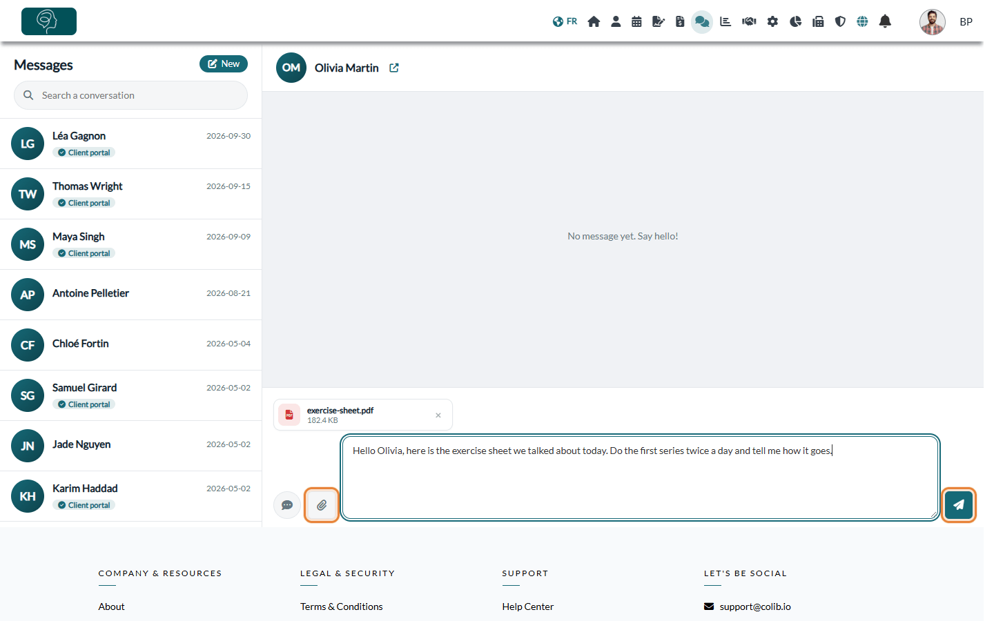 Message being written with an attachment