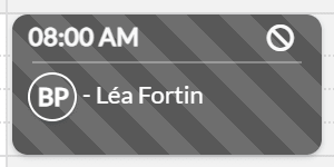 Cancelled appointment with the cancelled icon