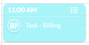 Task on the scheduler with the task icon