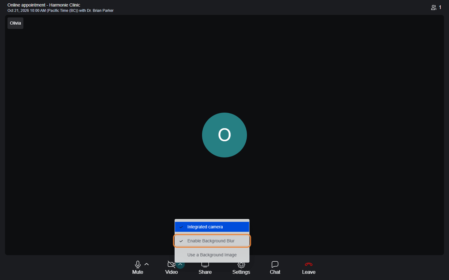 Check mark next to Enable Background Blur once the blur is on