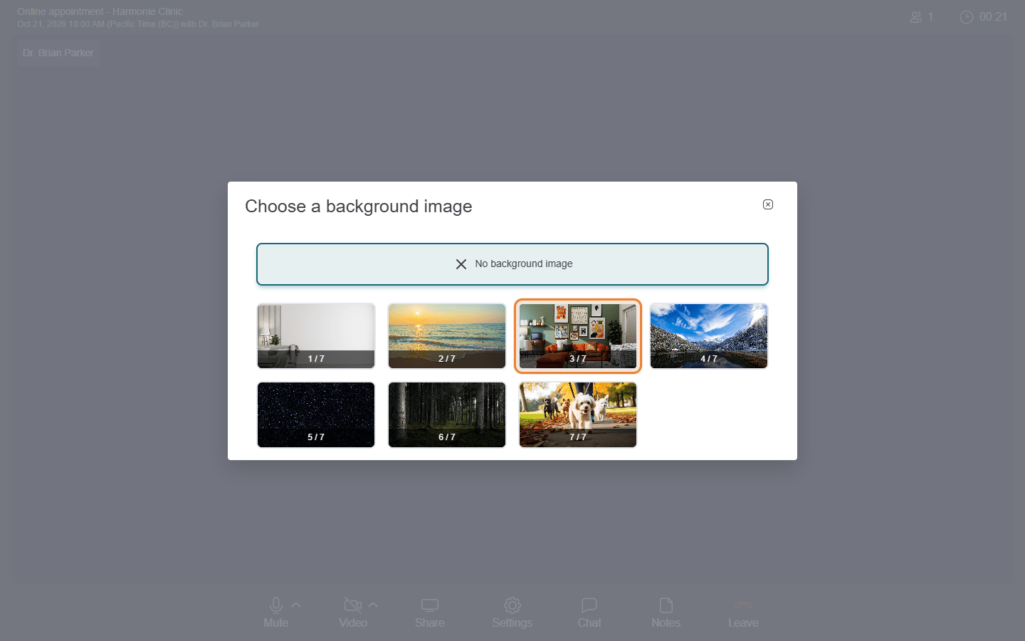 Choose a background image window with the available images