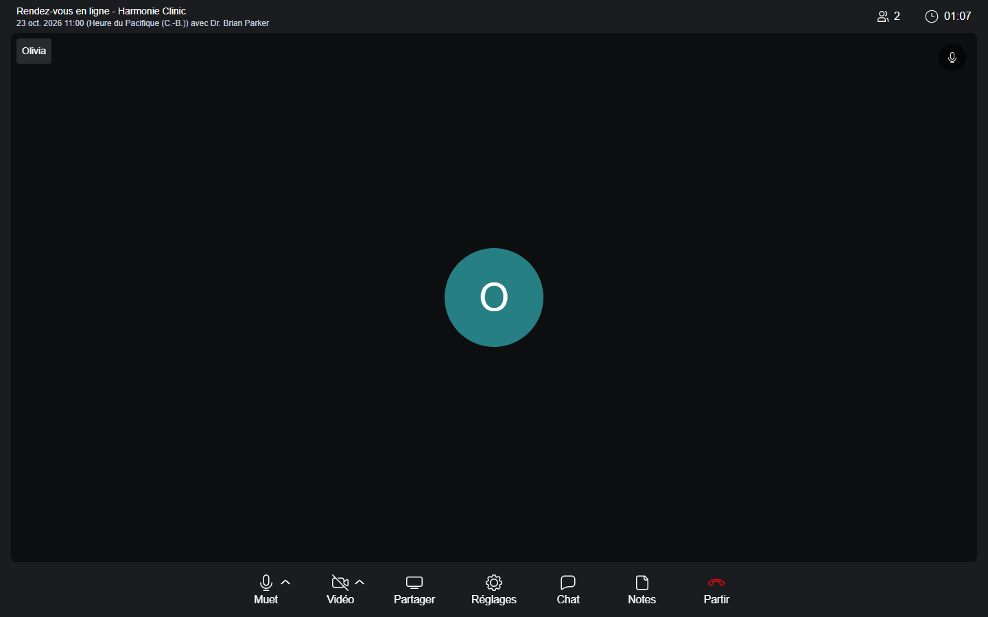 Le client a rejoint la rencontre en ligne