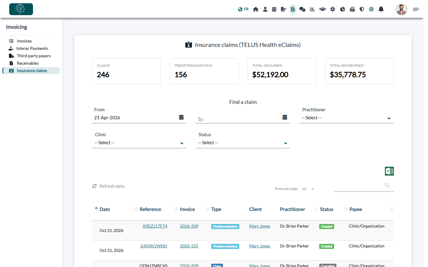 Insurance claims dashboard