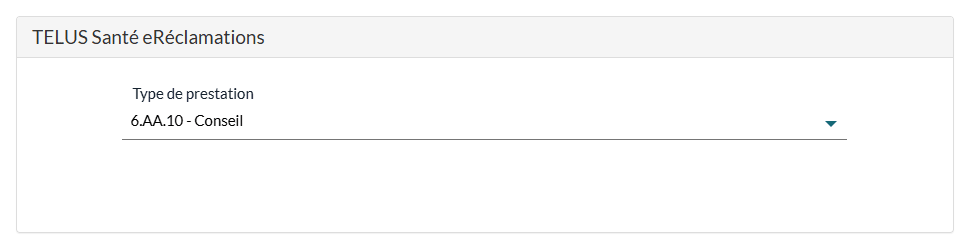 Type de prestation TELUS d'un type de rendez-vous
