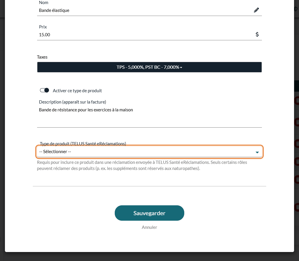 Type TELUS d'un produit