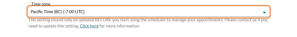Time zone field in Settings > General