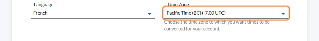 Time Zone field in the personal profile