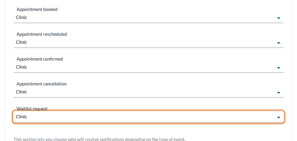 Waitlist request recipient in Settings > Communications